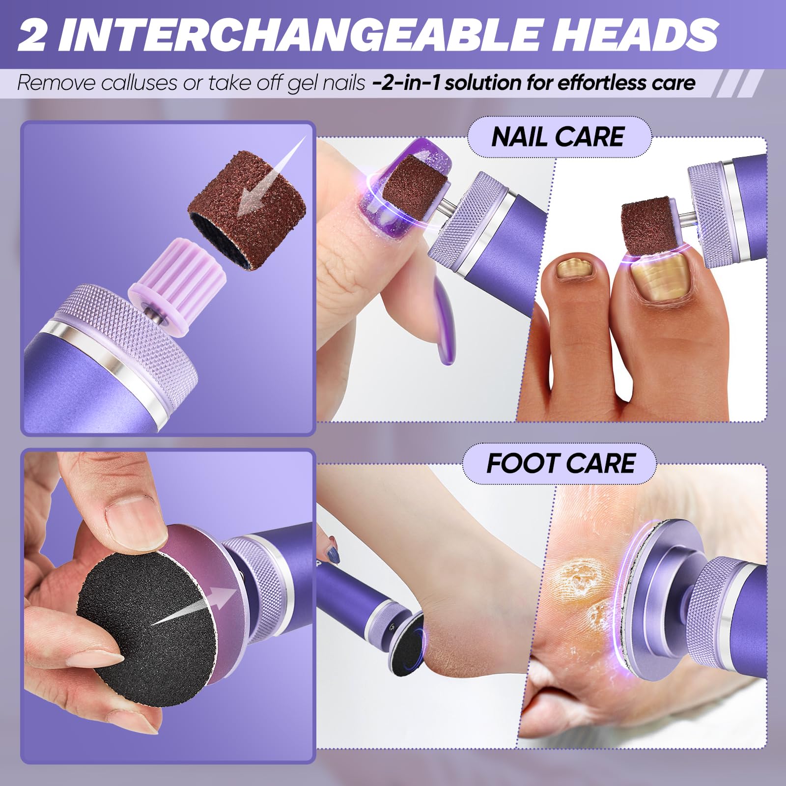 Saker replaceable sandpaper discs 60pcs 10pcs demonstrates hygienic, easy swapping for consistent foot care.