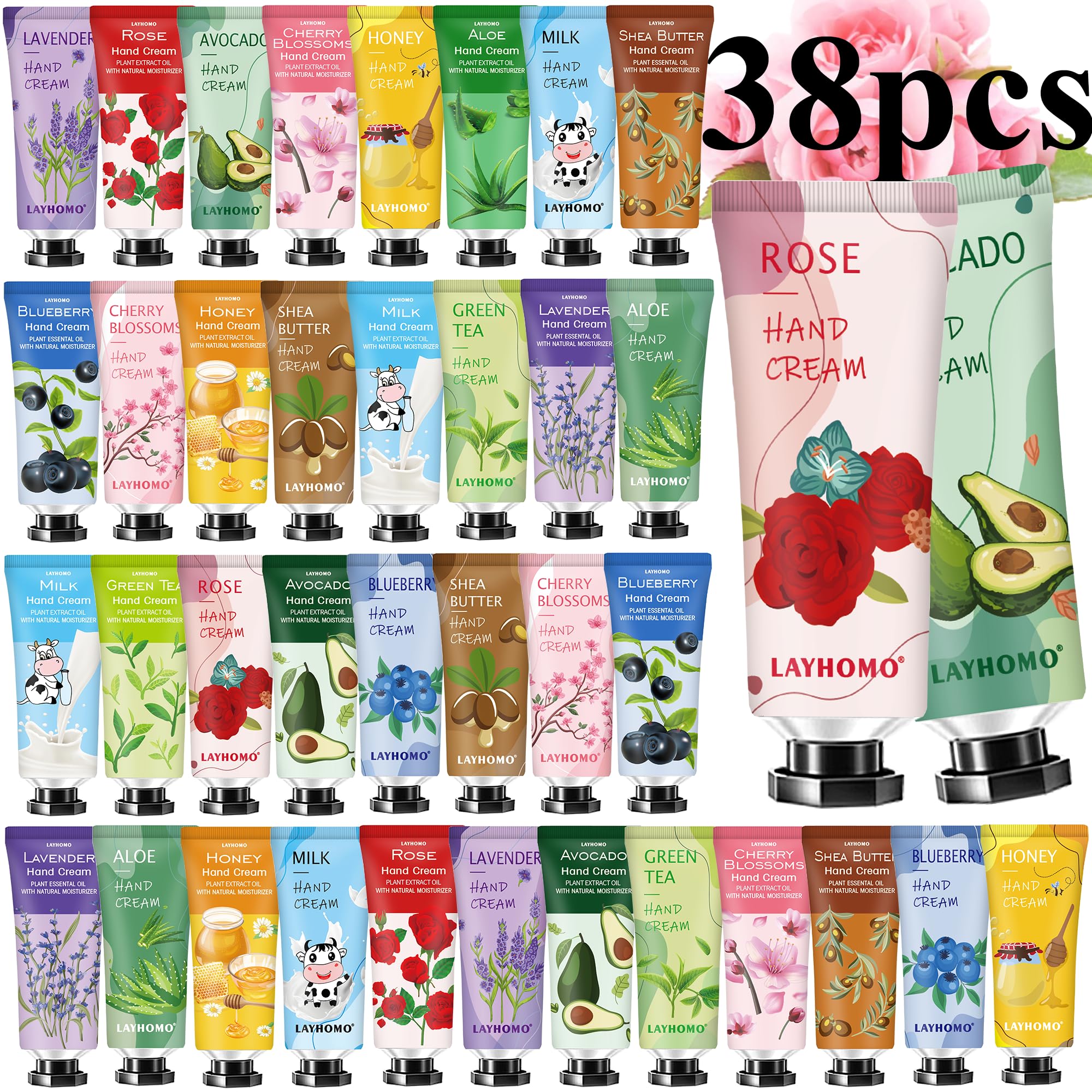 Sakose 38-pack hand cream gift set packaging showcases the full gift assortment.