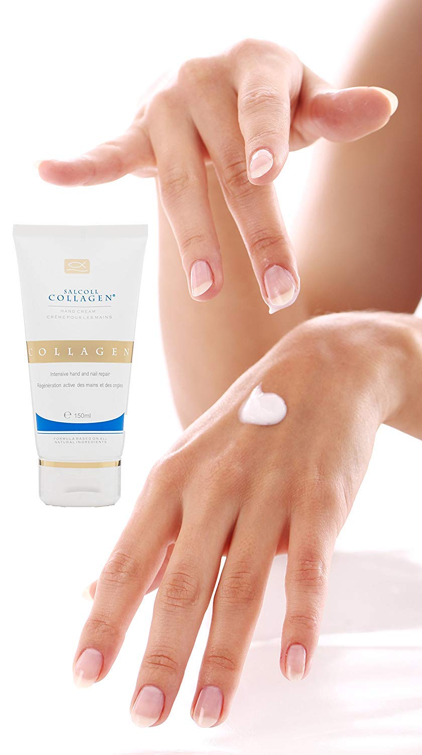Outdoor cold-weather care: Salcoll Collagen hand cream nourishes exposed hands.