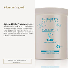 SALERM 21 leave-in application demonstrating easy use and lightweight conditioning for daily styling.