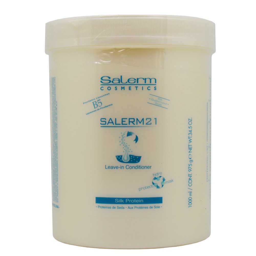 Salerm 21 leave-in conditioner large tub for hydration and protection of hair.