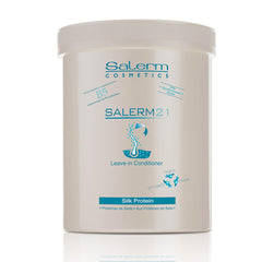 SALERM 21 Silk Protein bottle showing hydration and shine for smoother, detangled hair.
