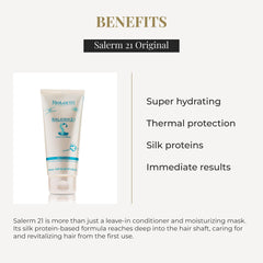 SALERM 21 Silk Protein hair gloss after use suggesting shine and manageability