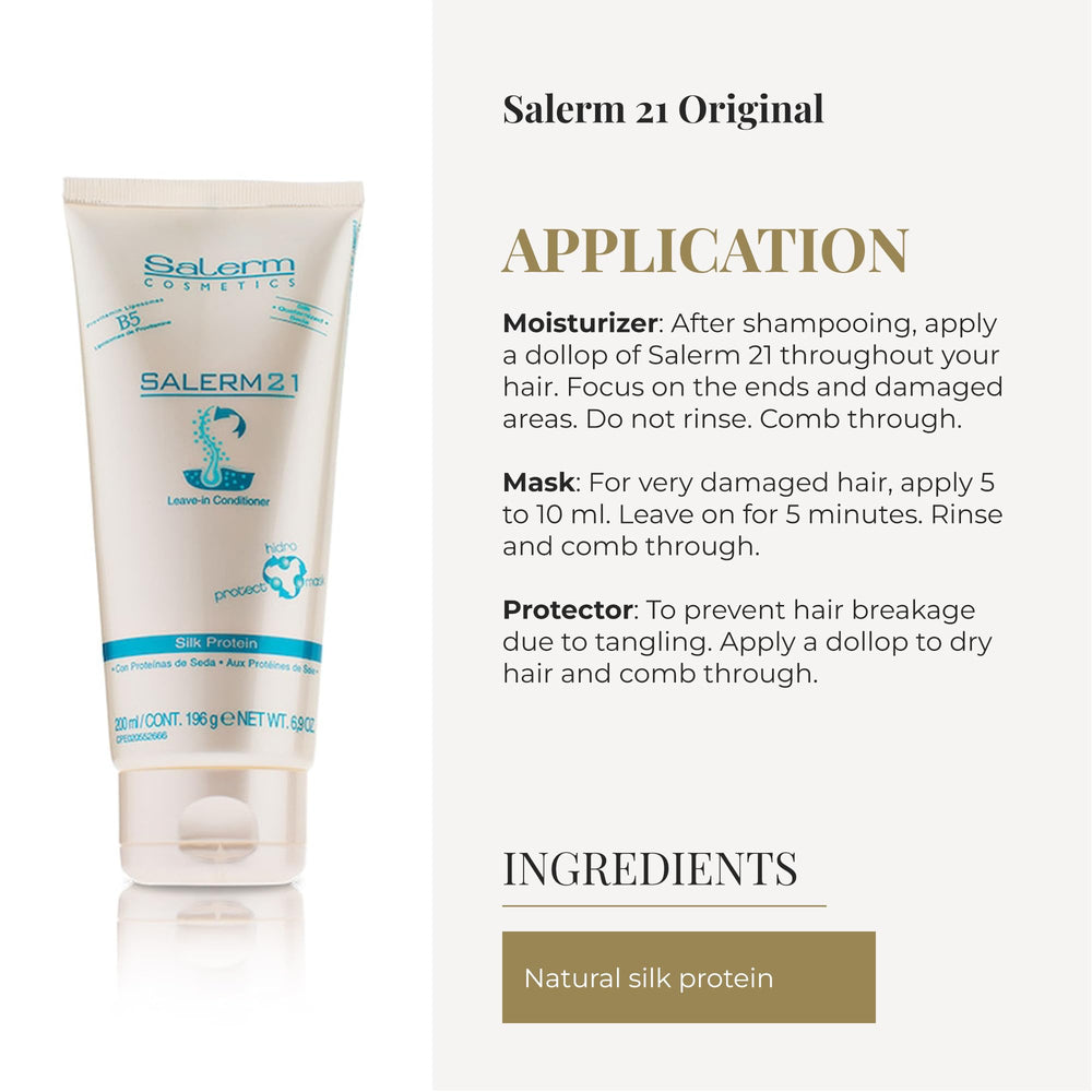 SALERM 21 Silk Protein heat protection in styling scene for heat-styled hair.