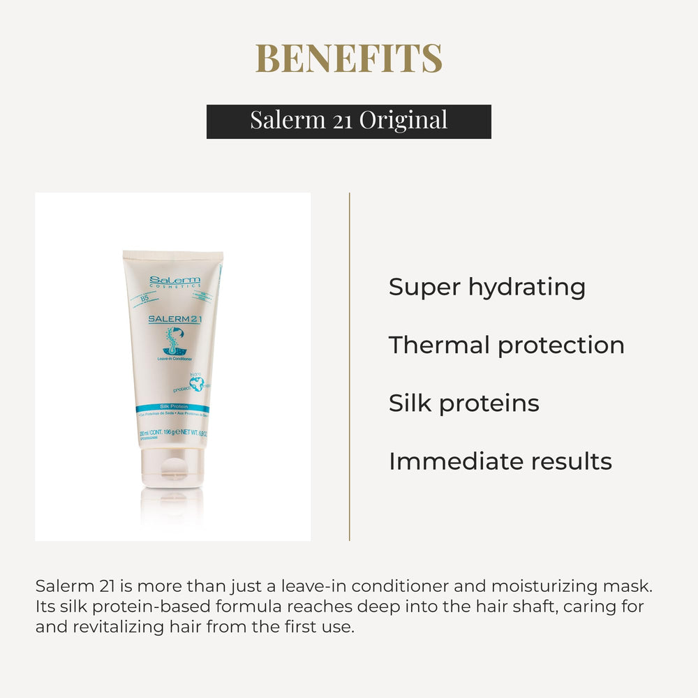 SALERM 21 Silk Protein squeeze-out texture showing leave-in or rinse-out versatility.