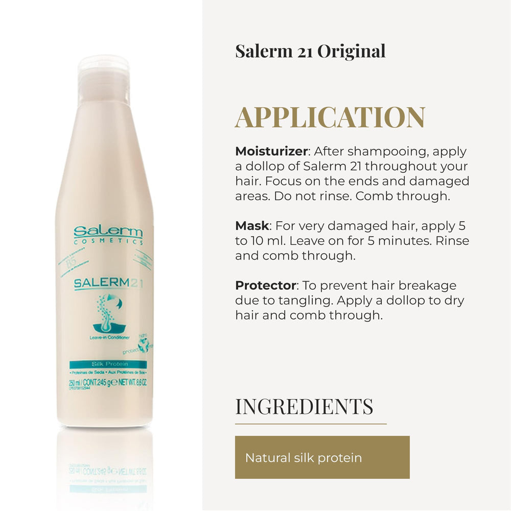 SALERM 21 split end care during gentle detangling for smoother ends.