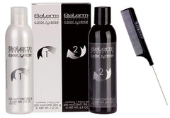 Salerm Color Reverse hair color remover bottles and comb for precise application and gentle pigment removal.