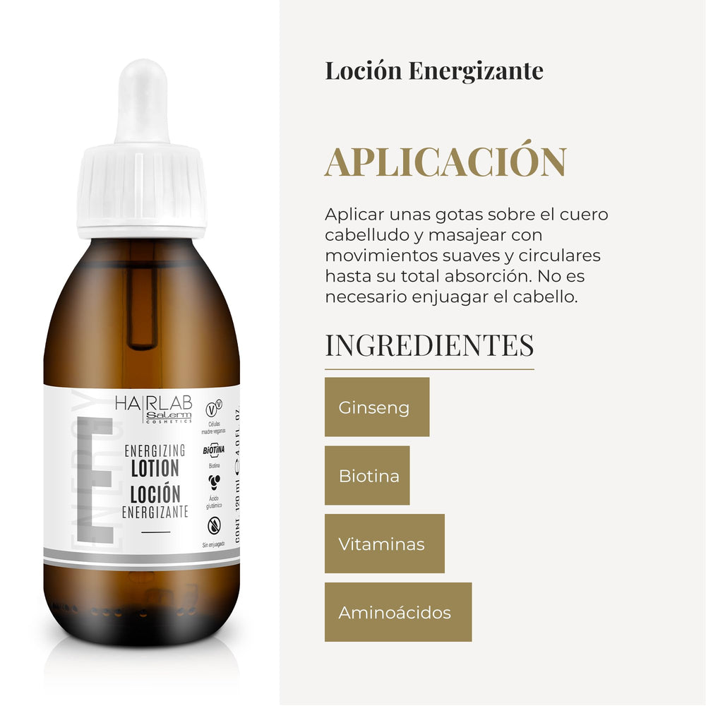 SALERM Hairlab biotin and vitamins emphasize nourishing hair growth support.