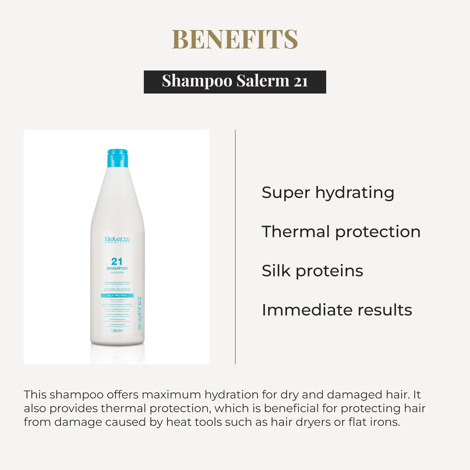 SALERM Hydrating Shampoo 21 Silk Protein lather demonstrates rich cleansing and care.