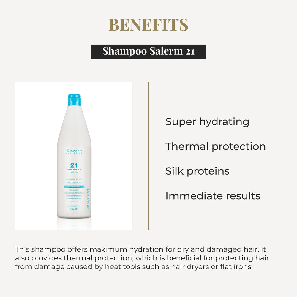 SALERM Hydrating Shampoo 21 Silk Protein lather demonstrates rich cleansing and care.