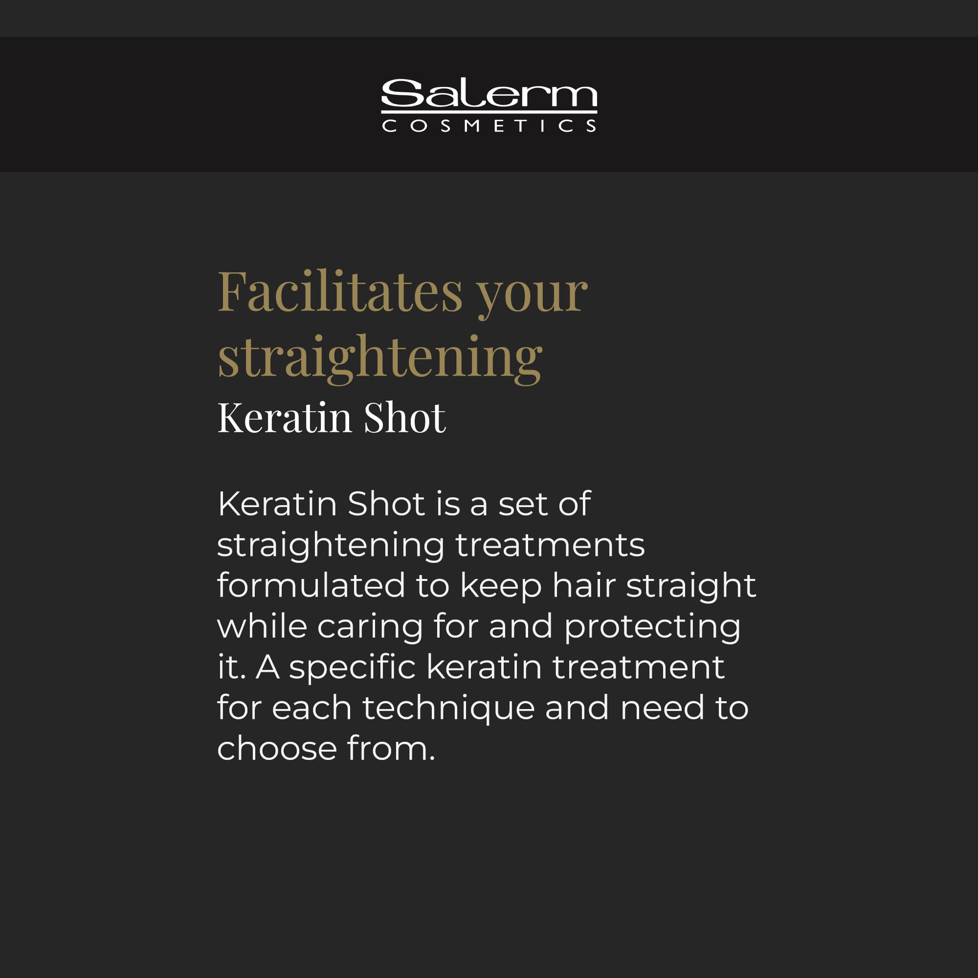 SALERM Keratin Shot smoothing results image illustrates softer, shinier hair after treatment