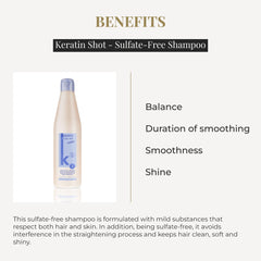 SALERM Keratin Shot sulfate-free label highlights hair and scalp-friendly formula