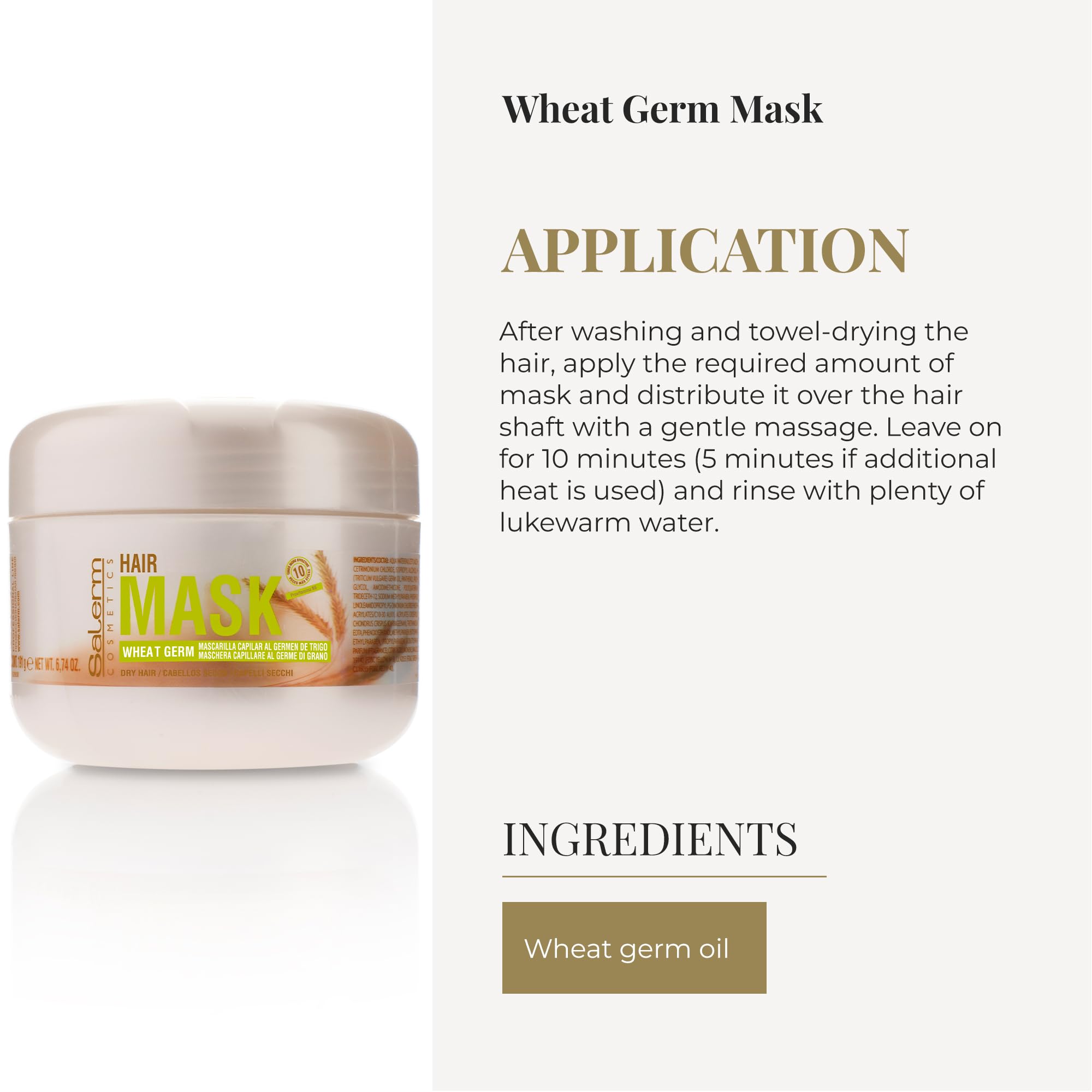 SALERM Nourishing Hair Mask being applied along hair shaft in a gentle massage