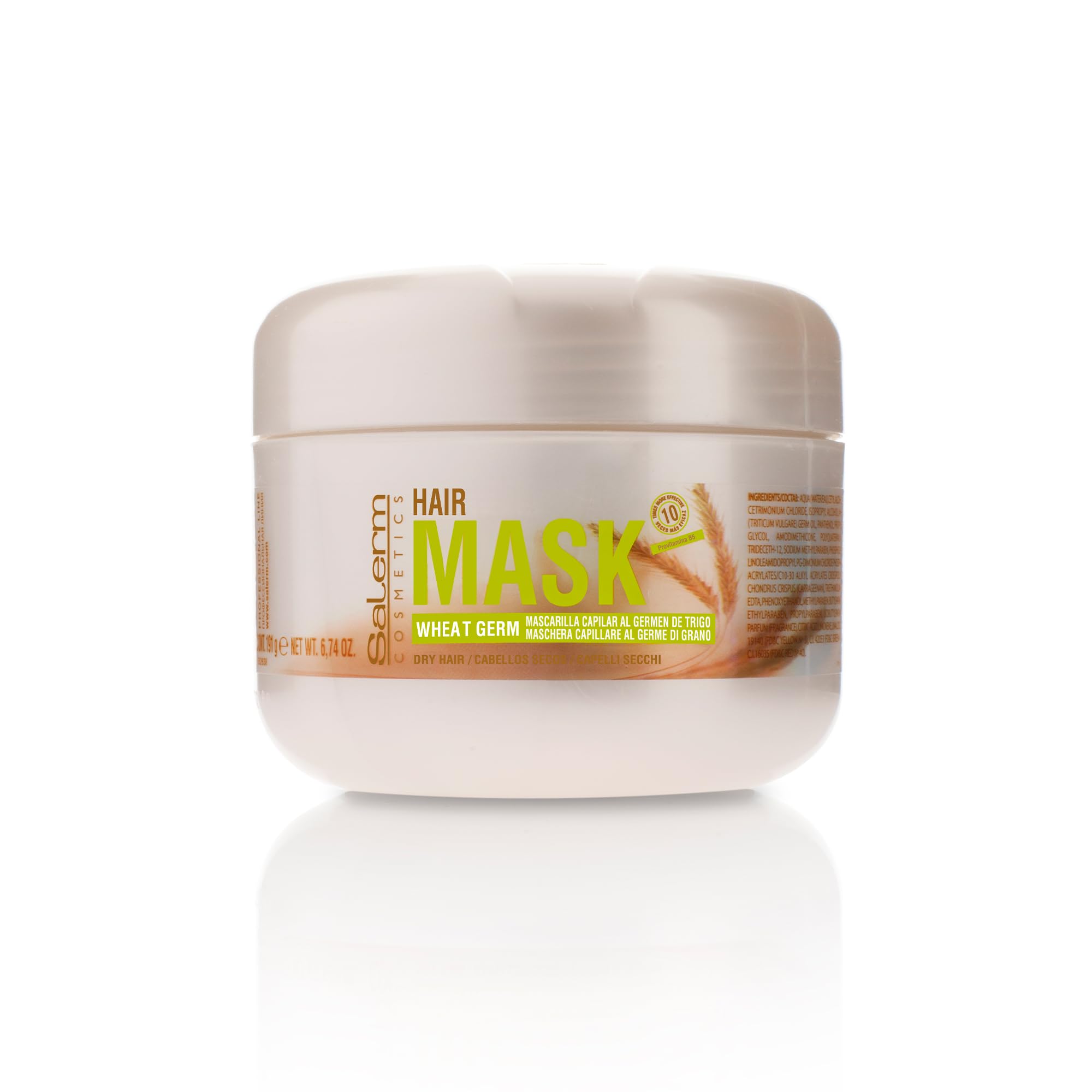 SALERM Nourishing Hair Mask jar close-up highlighting wheat germ for hydration