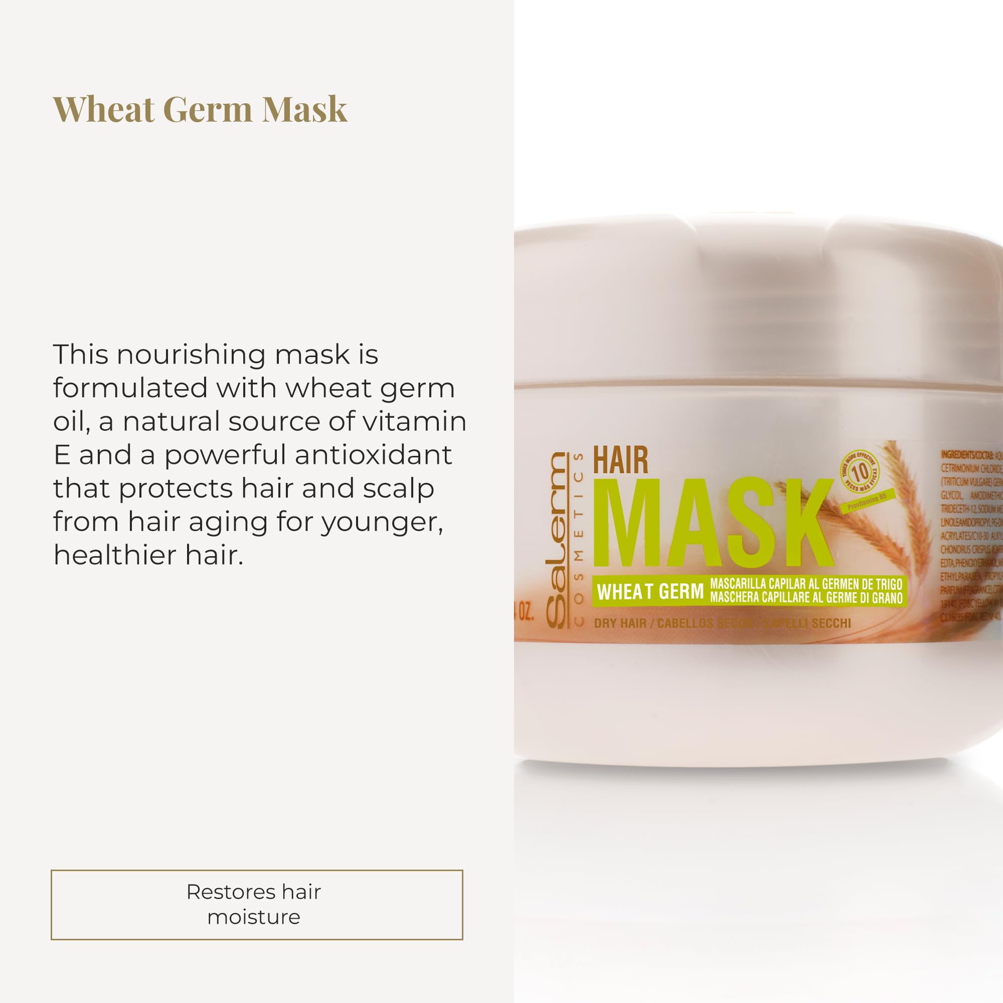 SALERM Nourishing Hair Mask packaging close-up showing 6.74 oz size