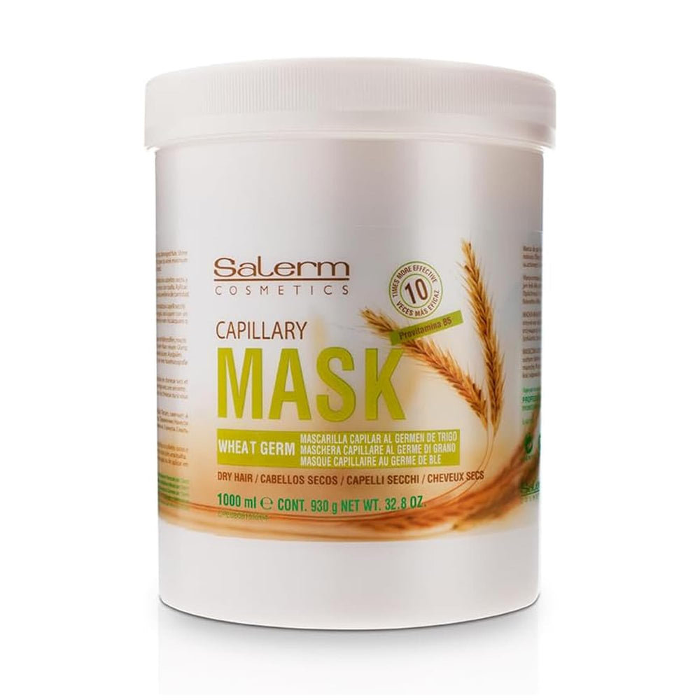 SALERM Nourishing Hair Mask 1000ml bottle promoting deep hydration for dry hair.