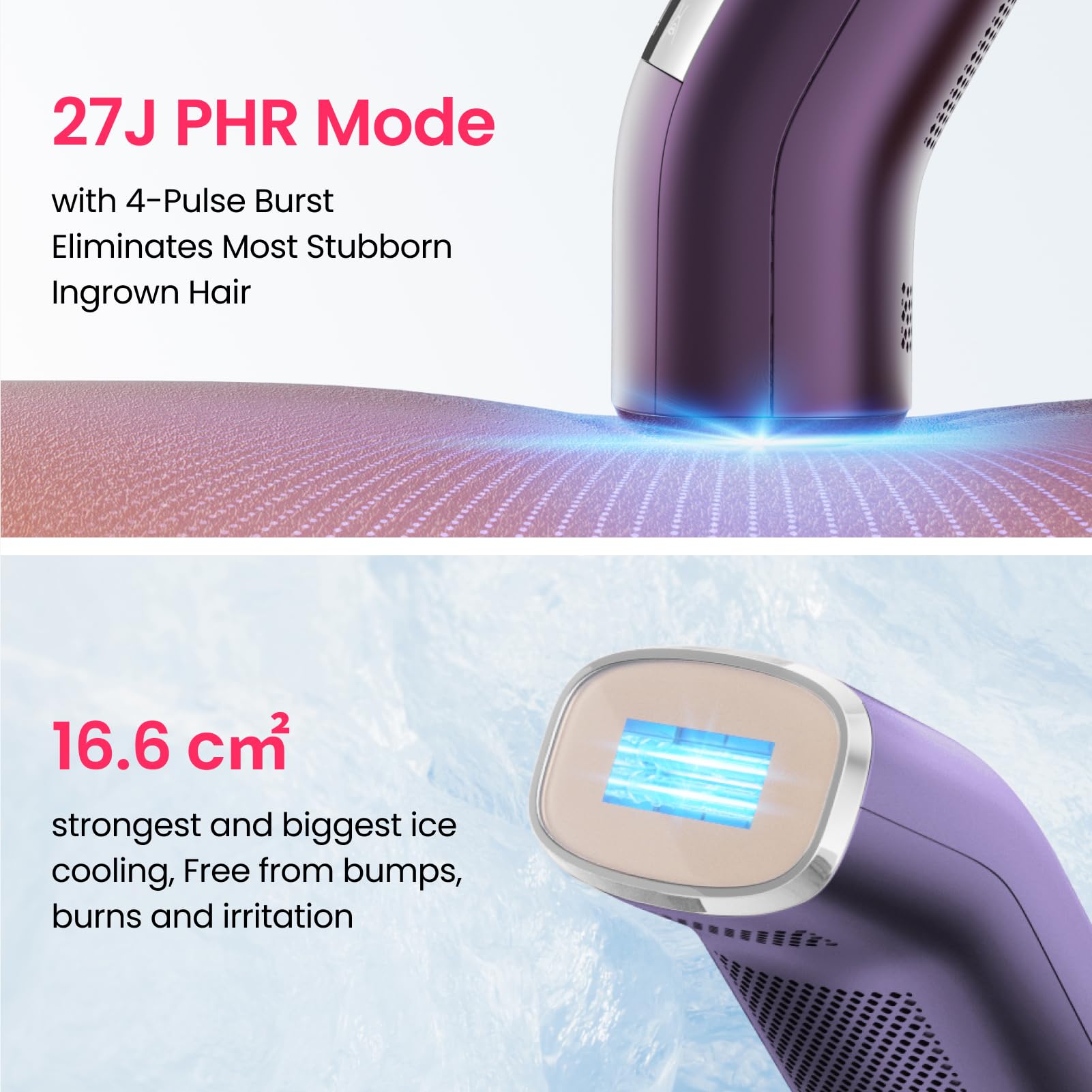 SALLOOT 4-pulse burst PHR mode targets ingrown hair for smoother skin.