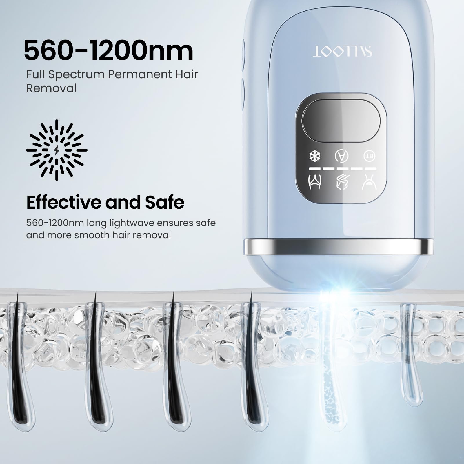 SALLOOT Nova P5 sapphire ice cooling window protects skin during treatments.