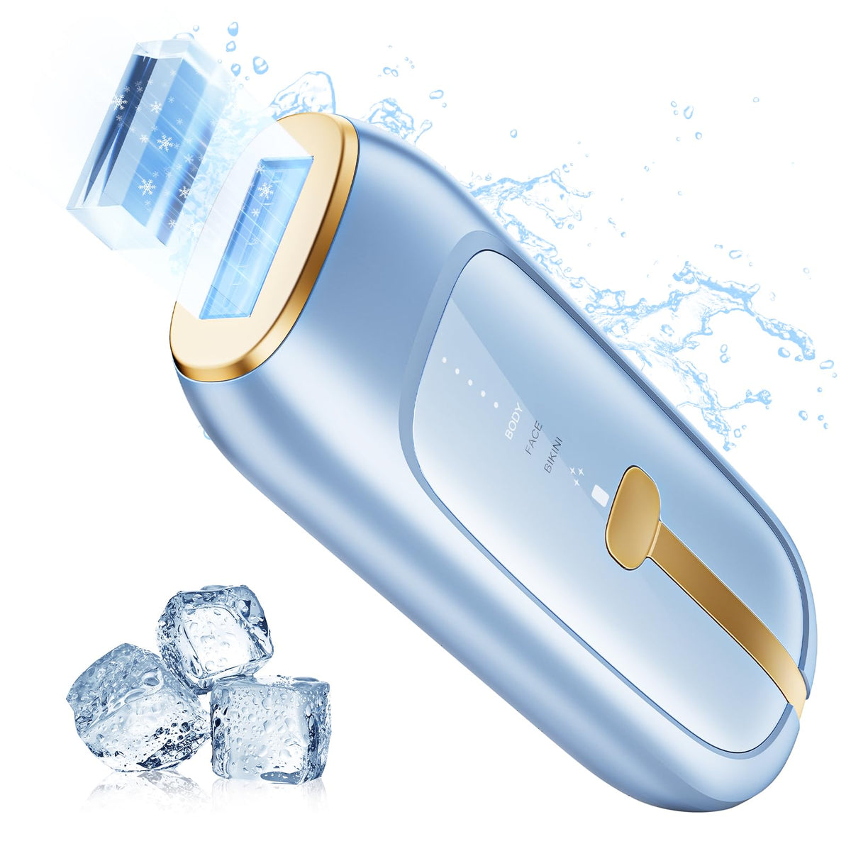 SALLOOT Sapphire front view—compact at-home IPL device for convenient hair removal.
