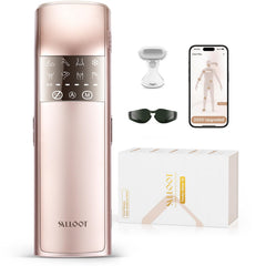 SALLOOT Trinity iGlow 25J handpiece in use for precise hair removal at home