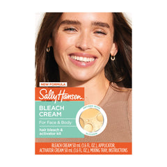 Sally Hansen Bleach Cream facial hair activation process for quick lightening.