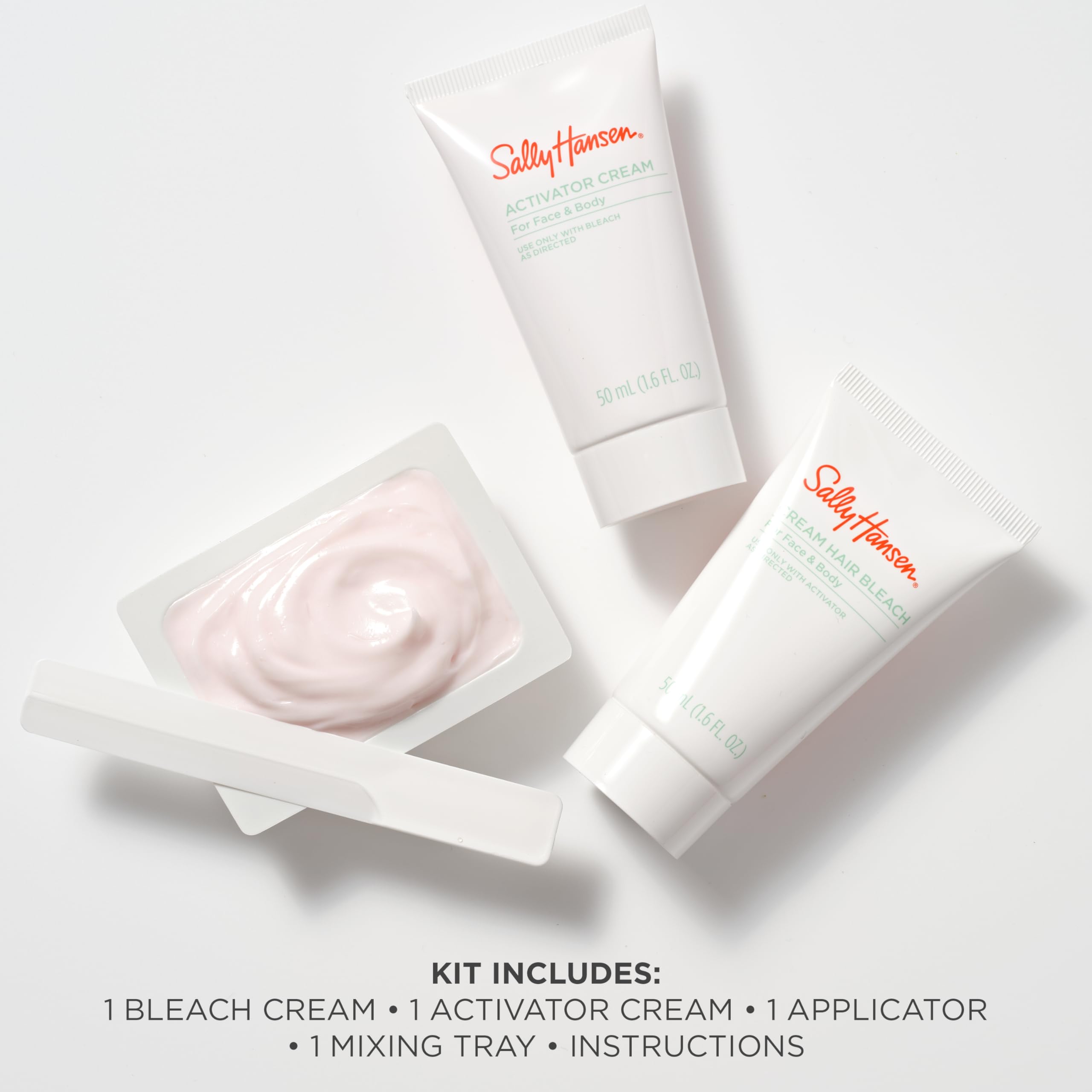 Sally Hansen Bleach Cream kit with applicator and tray for easy use.