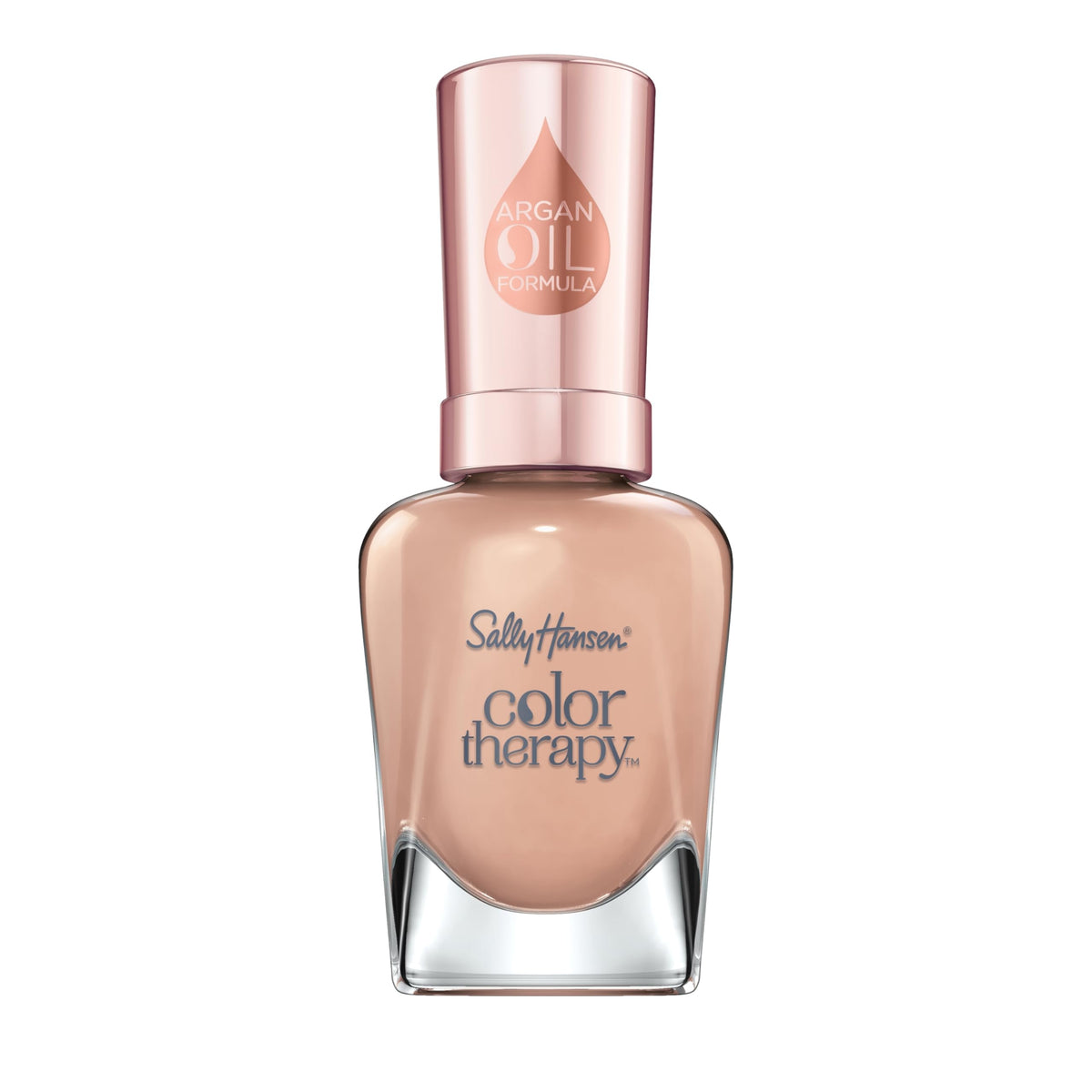 Sally Hansen Color Therapy nail polish bottle shows rich color for at-home manicure.