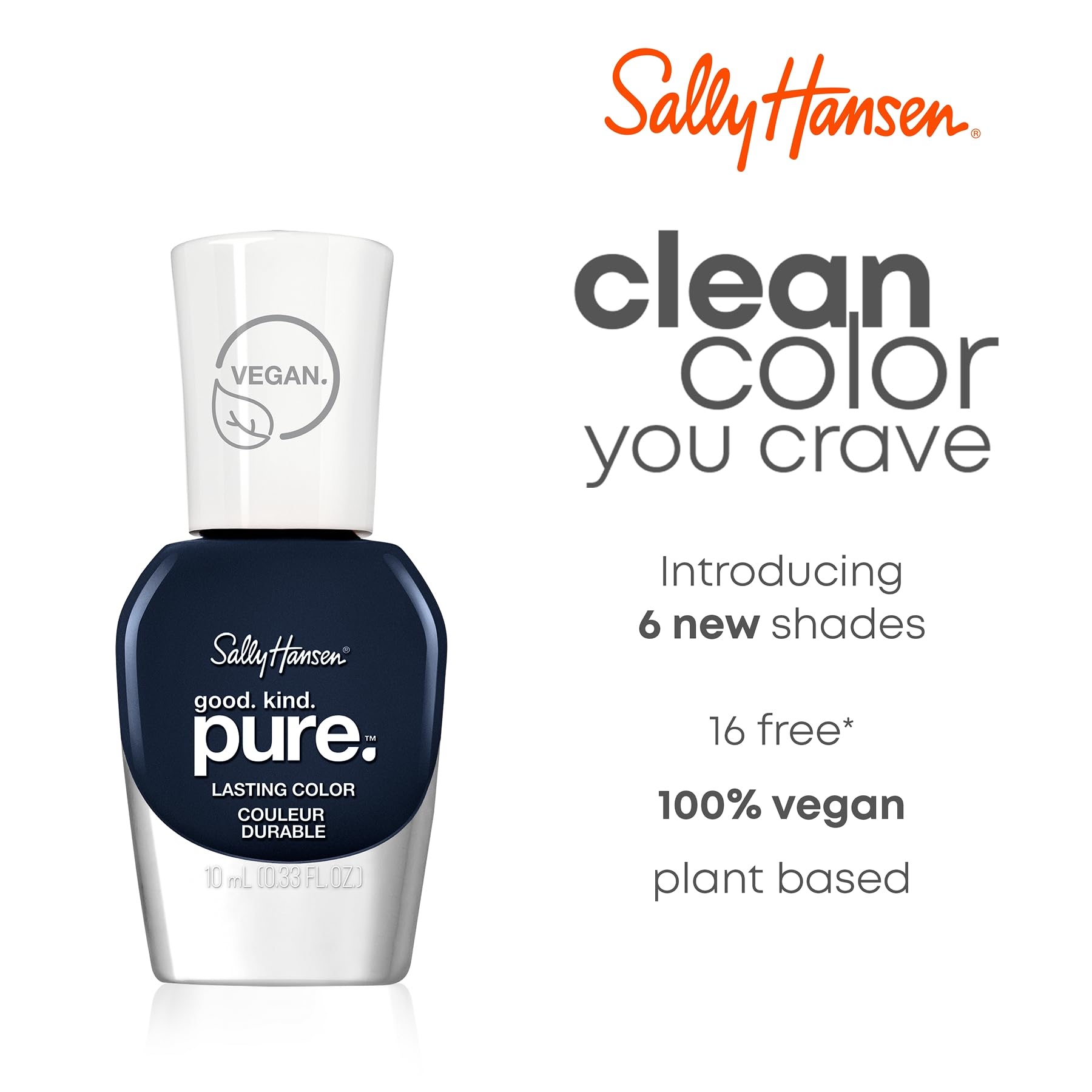 Sally Hansen Good. Kind. Pure 16-free formula label with no harsh chemicals.