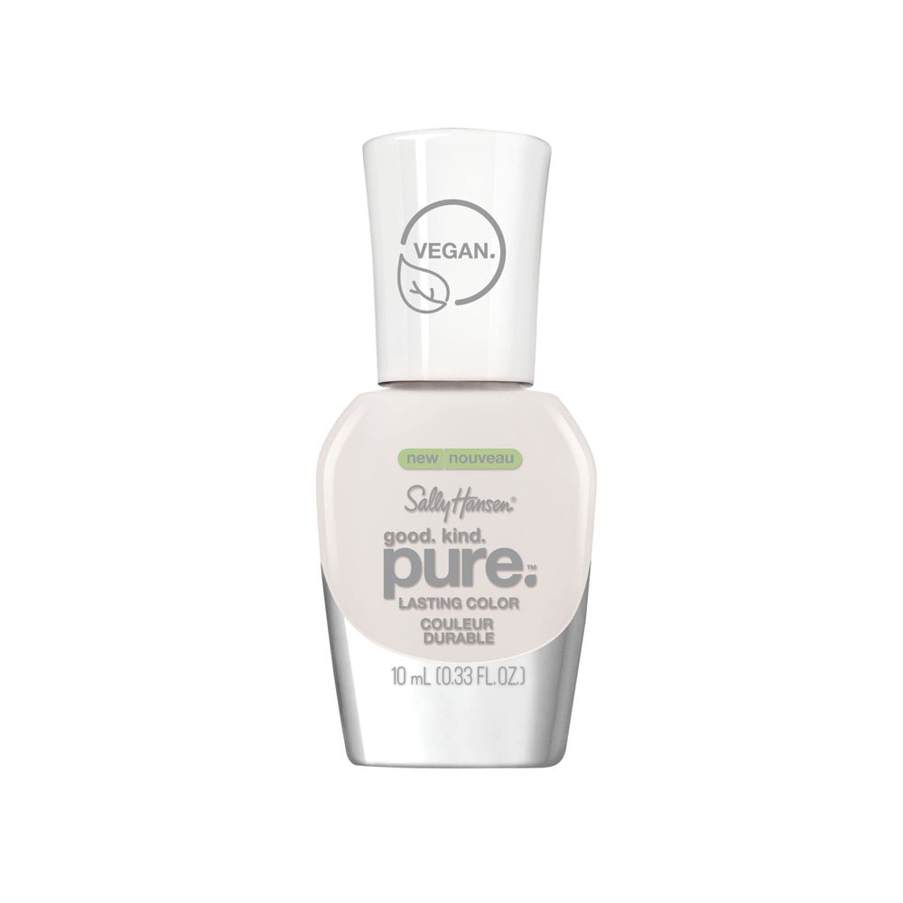Sally Hansen Good. Kind. Pure Nail Polish bottle in White Tea shade for creamy white manicure.