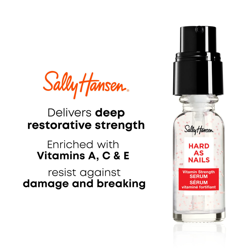 Sally Hansen Hard As Nails Serum pump illustrates easy daily application for nails.