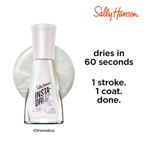Sally Hansen Insta-Dri Galactic nail before and after showing streak-free result