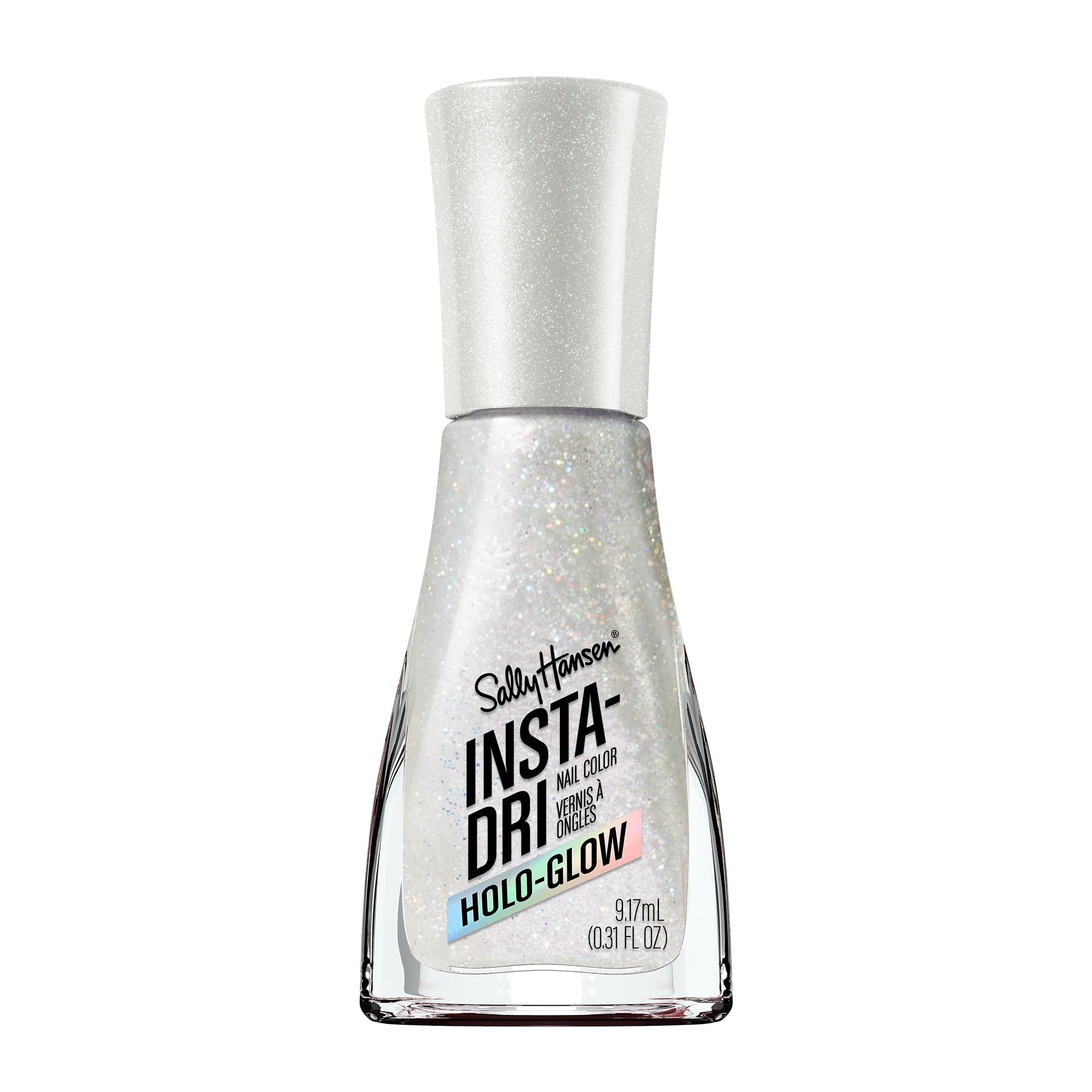 Sally Hansen Insta-Dri Galactic bottle closeup showcasing quick-dry chrome finish