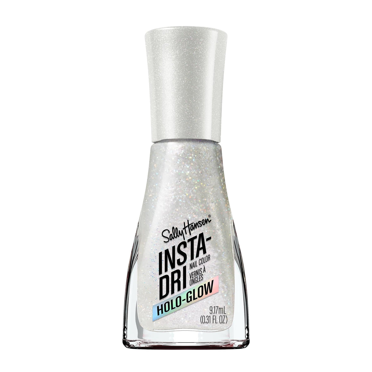 Sally Hansen Insta-Dri Galactic bottle closeup showcasing quick-dry chrome finish