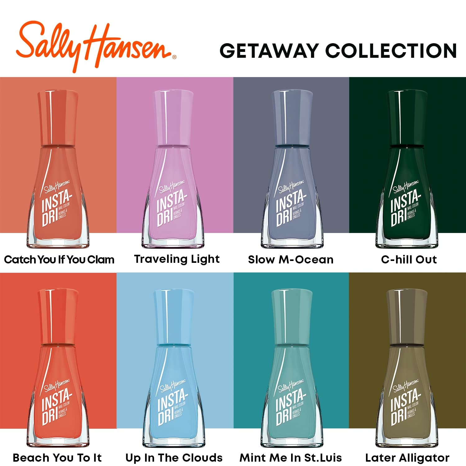 Sally Hansen Insta-Dri nail polish close-up emphasizing smooth application.