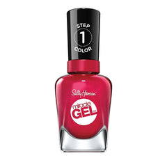 Sally Hansen Miracle Gel Bordeaux Glow bottle shows a rich wine red finish with lasting shine.
