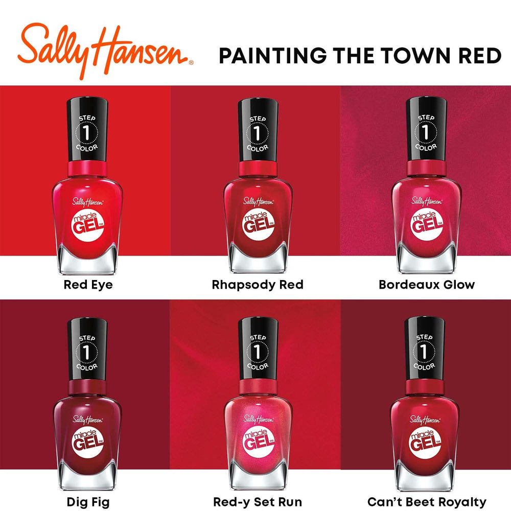 Sally Hansen Miracle Gel Bordeaux Glow shown on nails for a polished look.