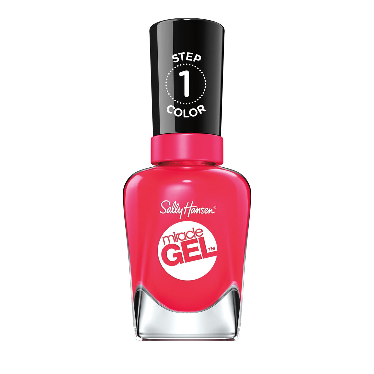 Sally Hansen Miracle Gel bottle closeup showing glossy, long-lasting color