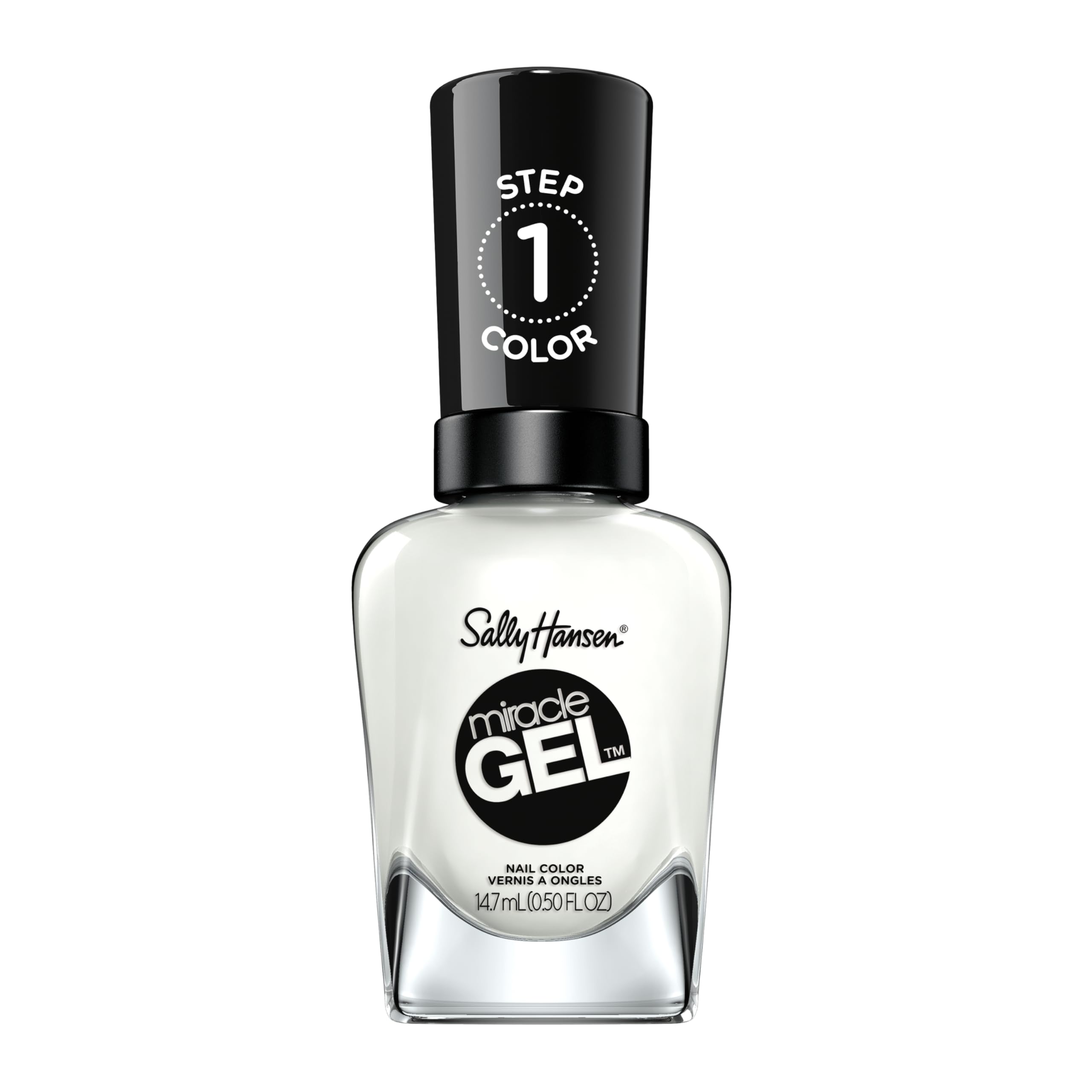 Sally Hansen Miracle Gel Get Mod bottle shows semi-opaque white shade for salon-style color