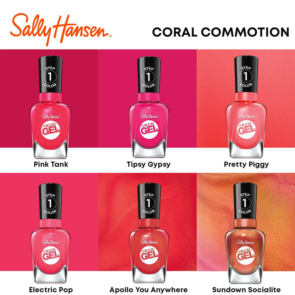 Sally Hansen Miracle Gel glossy finish on nails under bright lighting