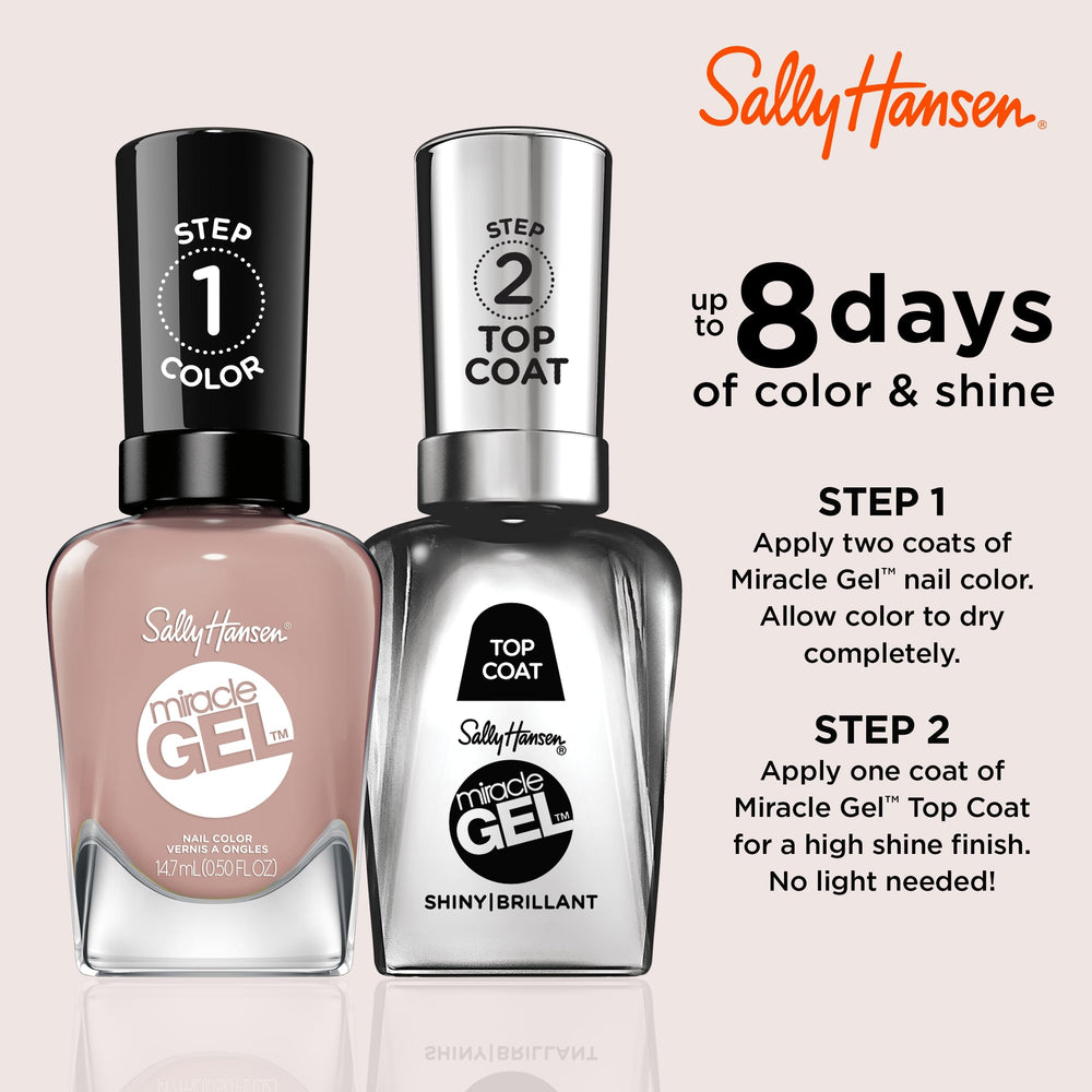 Sally Hansen Miracle Gel bottle featuring no UV light required.