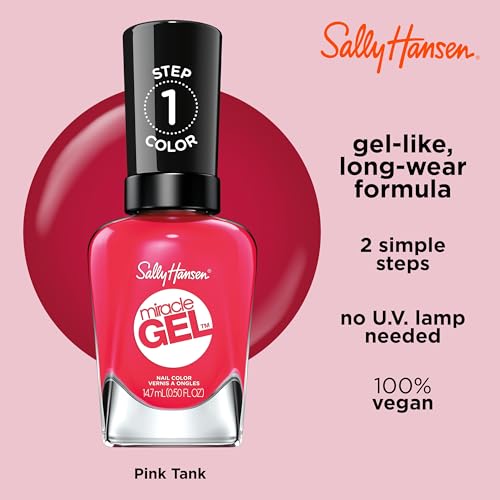 Sally Hansen Miracle Gel topcoat bottle highlights salon-ready shine