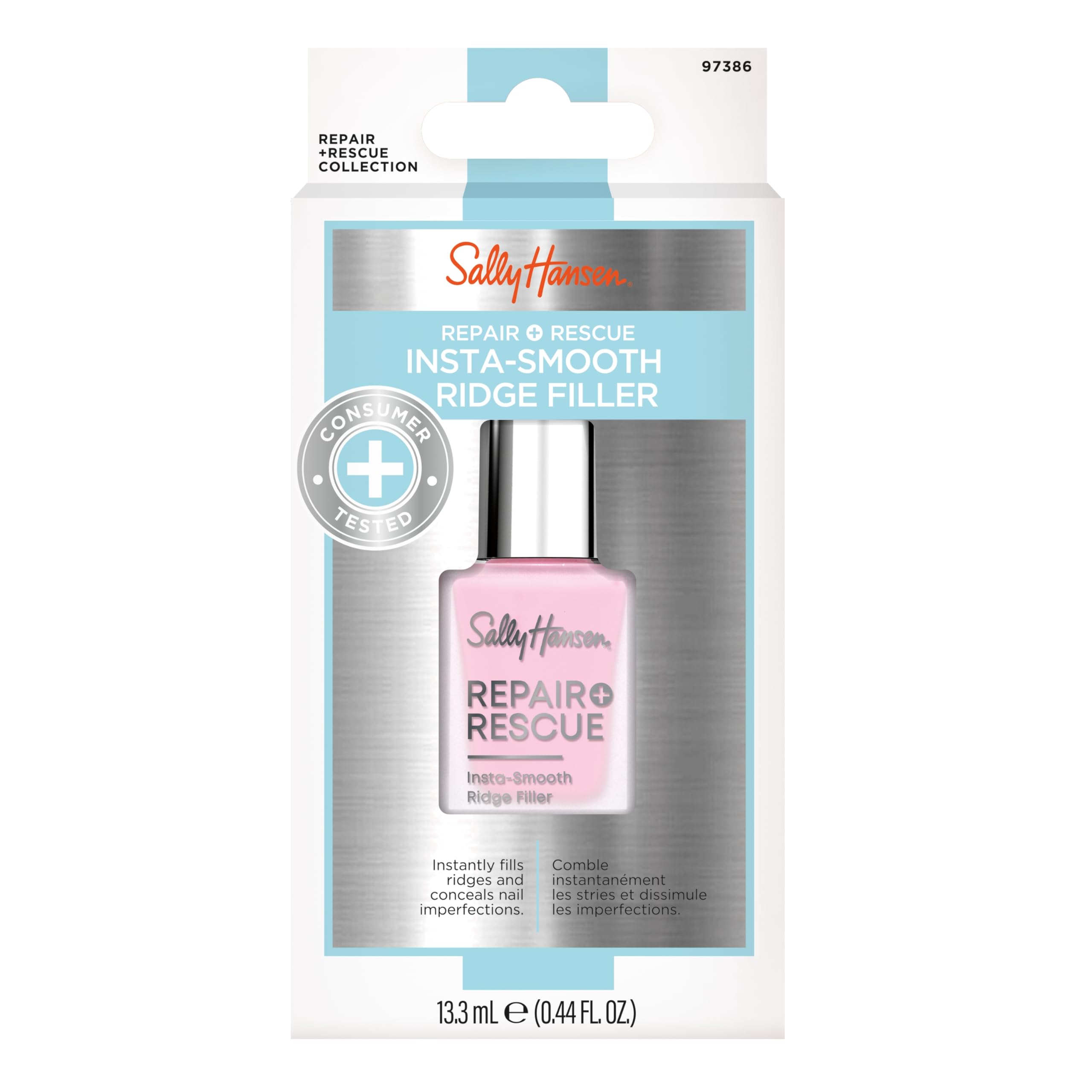 Sally Hansen Repair Rescue nails-base-ready demonstrates a smooth surface for flawless color