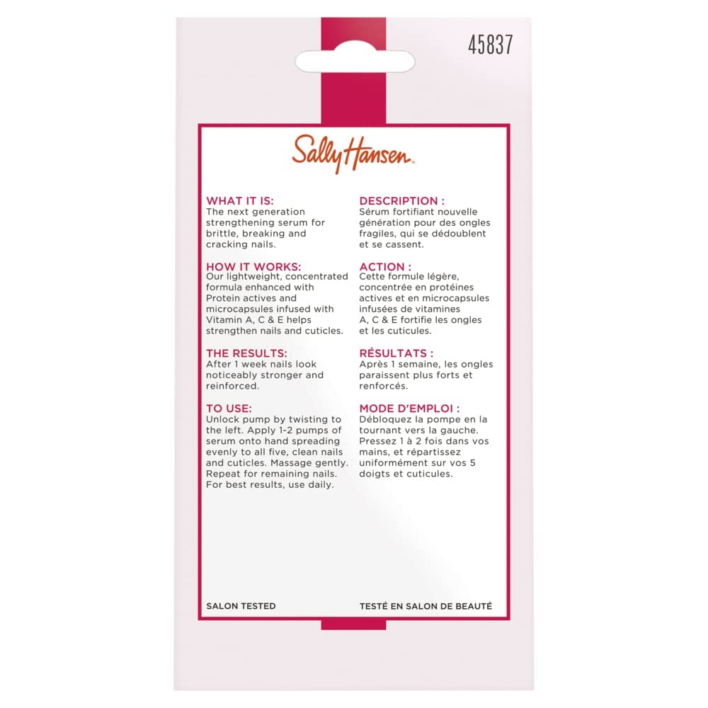 Sally Hansen serum-packaging-box on display communicates premium nail care.