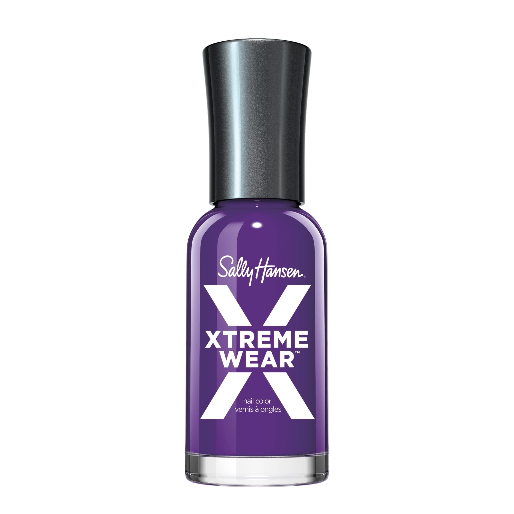 Sally Hansen Xtreme Wear Purple Craze bottle shows a deep plum shade for long-lasting color.