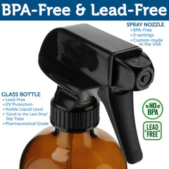 Sally's Organics spray bottle with durable nozzle for cleaning solutions.