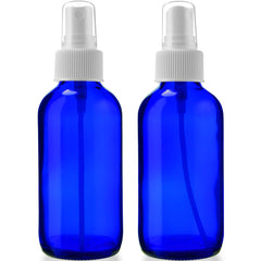 Sally's Organics empty blue glass atomizer 2-pack front view for portable spritzing