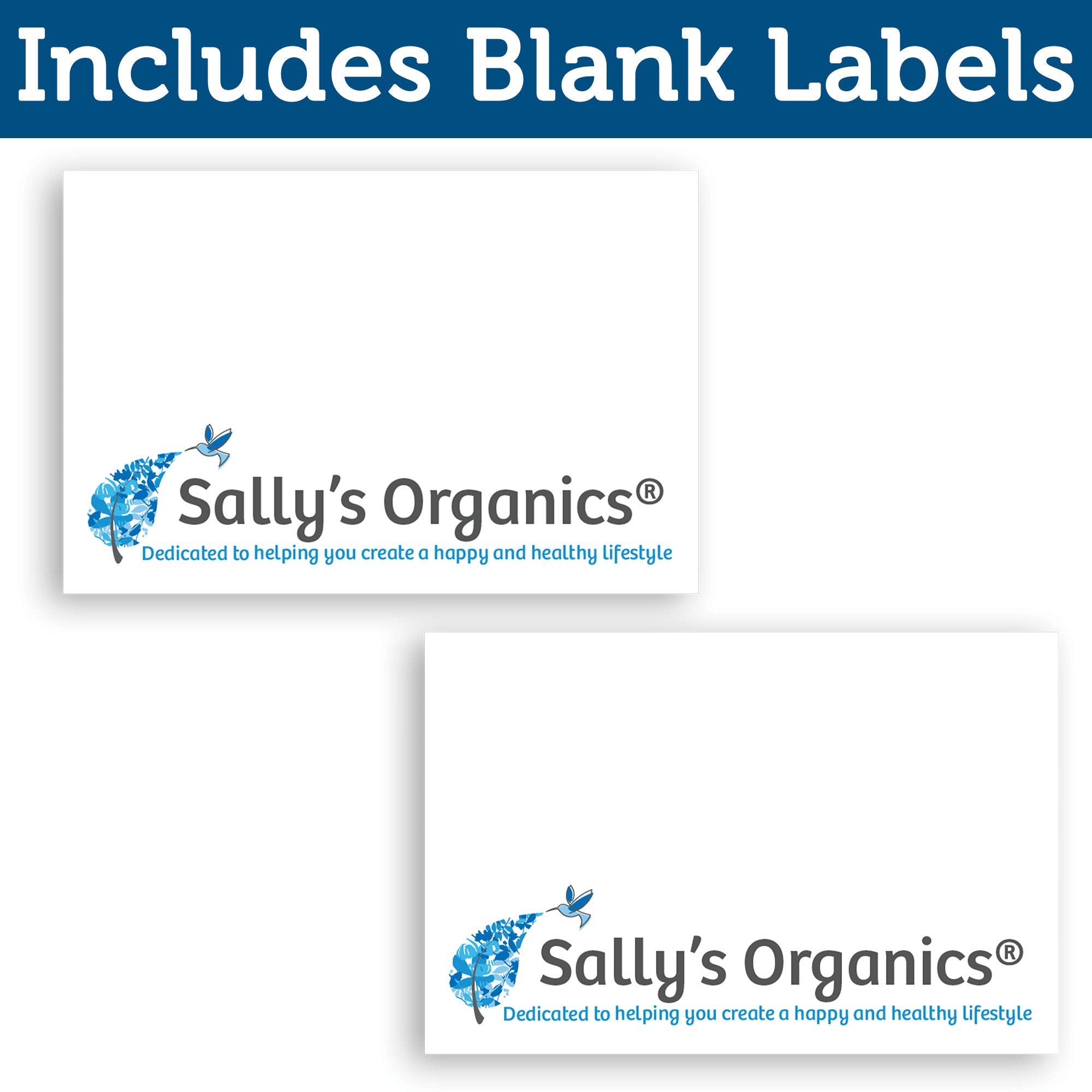 Sally's Organics travel-sized blue glass spritzer duo on countertop, convenient for on-the-go use