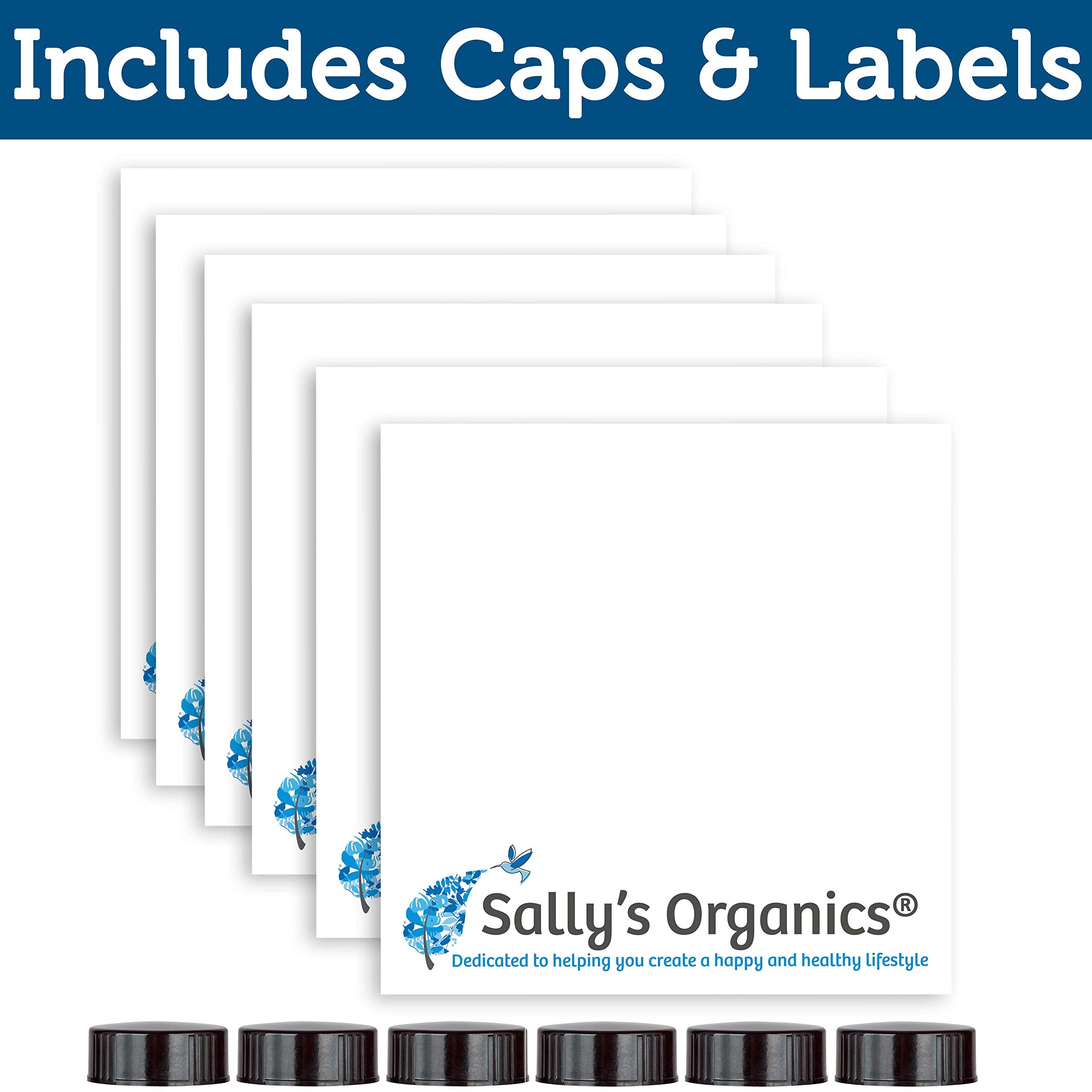 Sally's Organics six-pack caps and labels simplify storing multiple formulas.