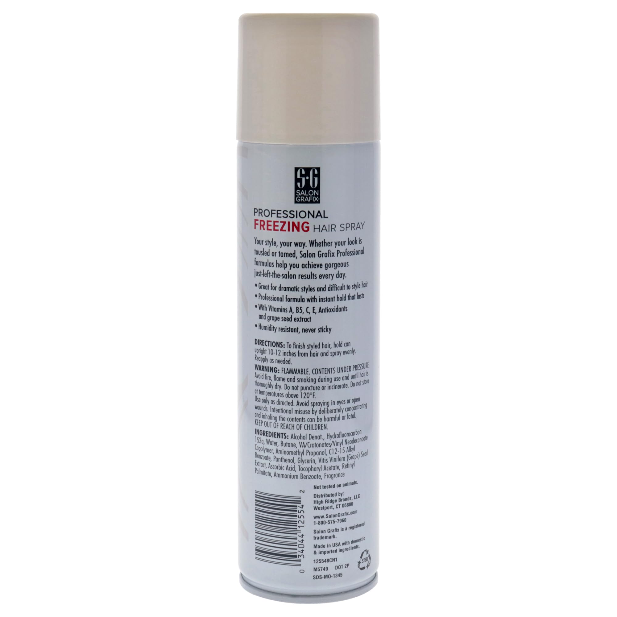 Salon Grafix Freezing Hair Spray on hair during styling demonstrates long-lasting volume and control.