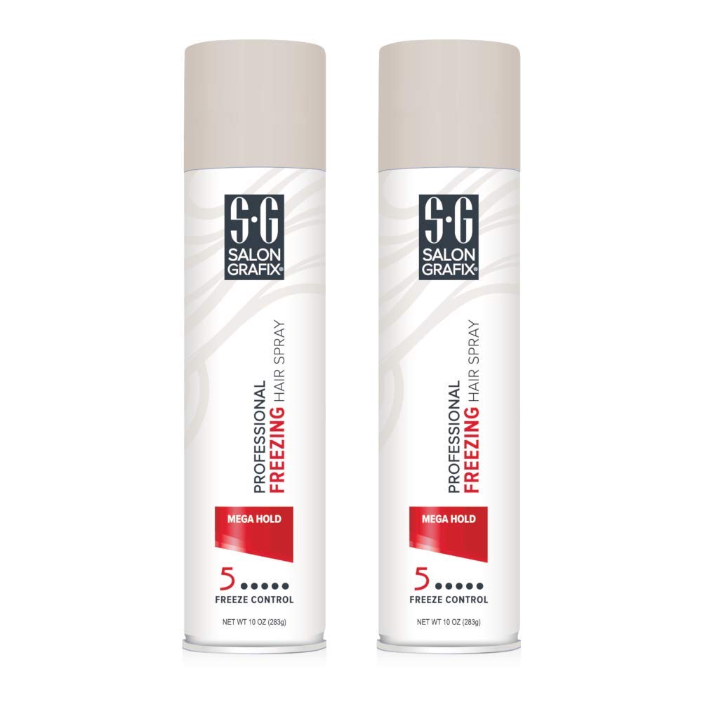 Salon Grafix Freezing Mega Hold Hair Spray 10oz bottle for dramatic styles and lasting volume
